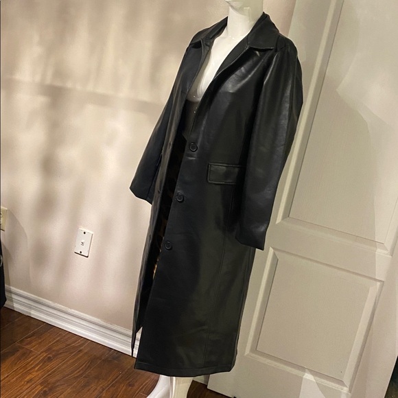 Rebecca Minkoff Black Vegan Leather Trench - L - Picture 5 of 11